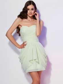 A-Line/Princess Sweetheart Sleeveless Pleats Short Chiffon Bridesmaid Dresses