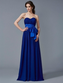 A-Line/Princess Sweetheart Sleeveless Pleats Long Chiffon Dresses