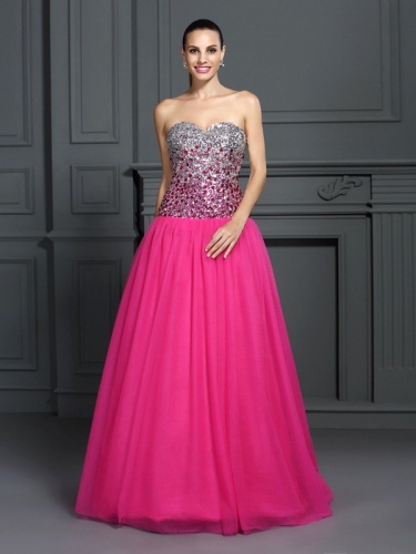 Ball Gown Sweetheart Sleeveless Long Organza Quinceanera Dresses