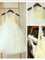 Ball Gown Square Sleeveless Layers Tea-Length Tulle Flower Girl Dresses