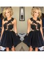 A-Line/Princess Sleeveless Scoop Lace Chiffon Short/Mini Dresses