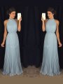 A-Line/Princess Sleeveless High Neck Pleats Floor-Length Chiffon Dresses