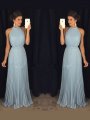 A-Line/Princess Sleeveless High Neck Pleats Floor-Length Chiffon Dresses