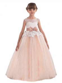 Ball Gown Scoop Sleeveless Sash/Ribbon/Belt Tulle Floor-Length Flower Girl Dresses