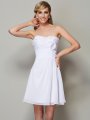 A-Line/Princess Strapless Sleeveless Pleats Applique Short Chiffon Bridesmaid Dresses