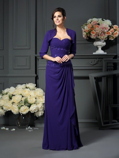 A-Line/Princess Sweetheart Beading Sleeveless Long Chiffon Mother of the Bride Dresses [50887]