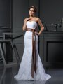 Sheath/Column Sweetheart Applique Sleeveless Long Net Wedding Dresses