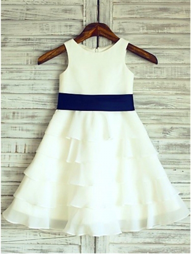 A-line/Princess Sleeveless Scoop Ruffles Floor-Length Chiffon Flower Girl Dresses