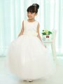 A-line/Princess Scoop Sleeveless Sash/Ribbon/Belt Long Organza Flower Girl Dresses