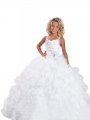 Ball Gown Straps Sleeveless Beading Long Organza Flower Girl Dresses