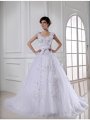 Ball Gown Beading Long Satin Tulle Strapless Sleeveless Wedding Dresses