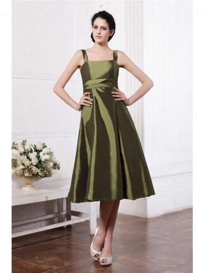 A-Line/Princess Square Sleeveless Ruffles Short Taffeta Bridesmaid Dresses [N13ZYDRESS171]