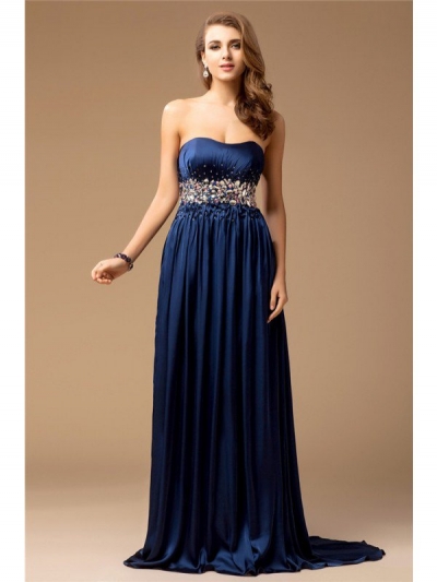 Sheath/Column Strapless Sleeveless Long Rhinestone Silk like Satin Dresses [N13ZYDRESS72]