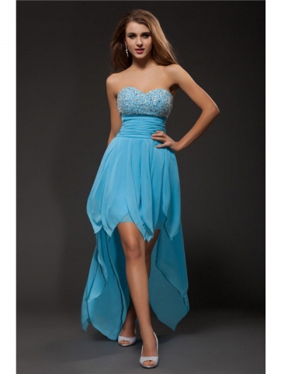 A-Line/Princess Sweetheart Beading Sleeveless High Low Chiffon Cocktail Dresses [N13ZYDRESS91]