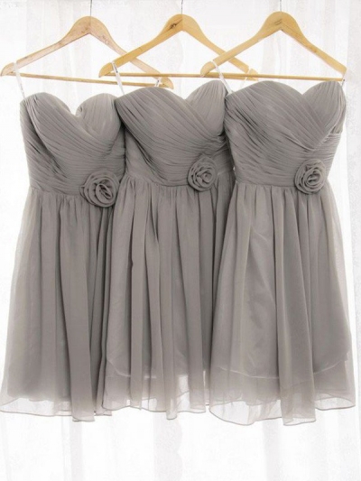 A-Line/Princess Sweetheart Sleeveless Chiffon Short/Mini Bridesmaid Dresses