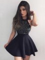 A-Line/Princess Jewel Sleeveless Short/Mini Jersey Dresses