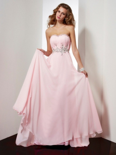 A-Line/Princess Sweetheart Sleeveless Beading Applique Long Chiffon Dresses