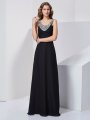 A-Line/Princess Scoop Sleeveless Beading Long Chiffon Dresses