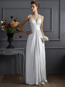 A-Line/Princess Straps Sleeveless Beading Long Silk like Satin Dresses