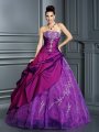 Ball Gown Strapless Applique Sleeveless Long Taffeta Quinceanera Dresses