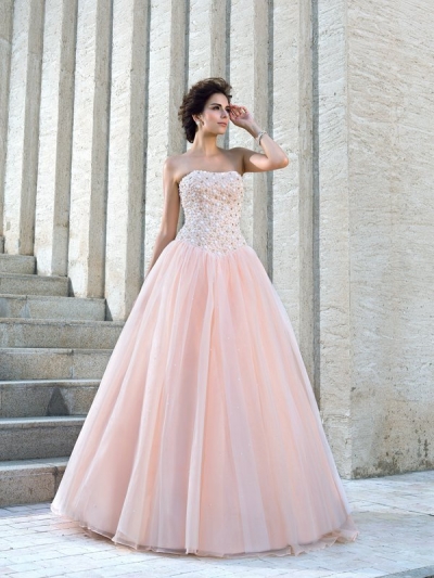 Ball Gown Strapless Beading Sleeveless Long Satin Wedding Dresses [60243]