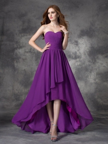 A-line/Princess Sweetheart Ruffles Sleeveless High Low Chiffon Bridesmaid Dresses