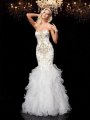 Trumpet/Mermaid Sweetheart Beading Sleeveless Long Organza Dresses