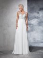 A-Line/Princess V-neck Beading Sleeveless Long Chiffon Wedding Dresses