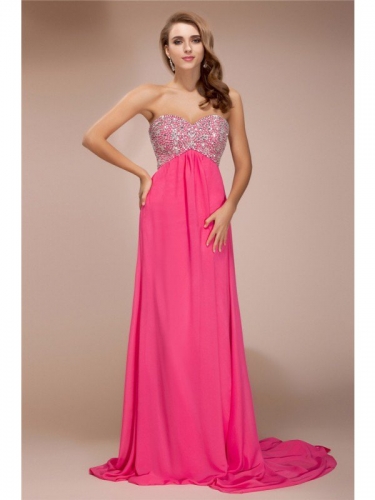 Sheath/Column Sweetheart Sleeveless Beading Long Chiffon Dresses