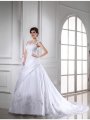 Ball Gown Beading Sleeveless Long Satin Organza Wedding Dresses