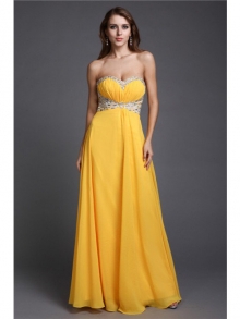 A-Line/Princess Sleeveless Sweetheart Beading Long Chiffon Dresses