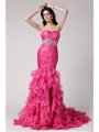 Trumpet/Mermaid Sweetheart Sleeveless Rhinestone Long Organza Dresses