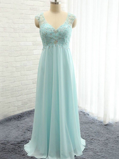 A-Line/Princess Sleeveless Sweetheart Floor-Length Beading Chiffon Bridesmaid Dresses [PO16033PO577]