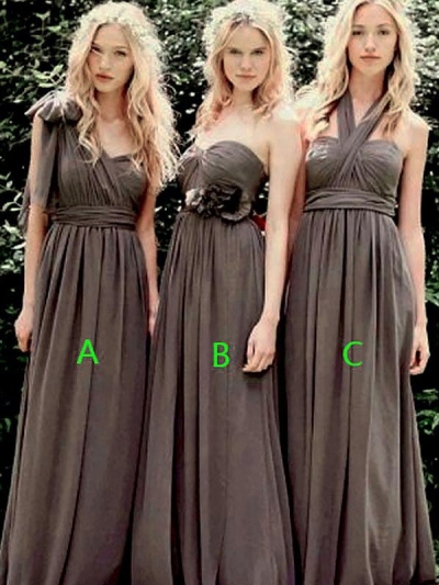 A-Line/Princess Sleeveless Chiffon Floor-Length Bridesmaid Dresses