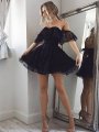 A-Line/Princess Off-the-Shoulder Sleeveless Short/Mini Chiffon Dresses