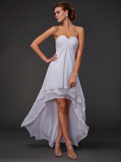 A-Line/Princess Sweetheart Sleeveless Ruffles High Low Chiffon Dresses [40228]