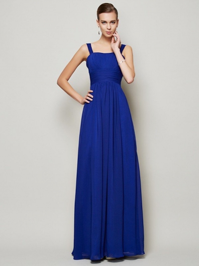 Sheath/Column Straps Sleeveless Pleats Long Chiffon Bridesmaid Dresses [40352]