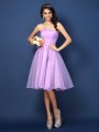 A-Line/Princess Strapless Pleats Sleeveless Short Satin Bridesmaid Dresses