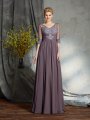 A-Line/Princess V-neck 1/2 Sleeves Long Chiffon Mother of the Bride Dresses