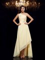 A-Line/Princess One-Shoulder Beading Sleeveless High Low Chiffon Dresses