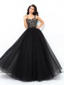 Ball Gown Straps Applique Sleeveless Long Net Quinceanera Dresses