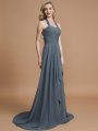 A-Line/Princess Halter Sleeveless Chiffon Sweep/Brush Train Bridesmaid Dresses