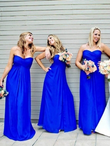 A-Line/Princess Floor-Length Sweetheart Chiffon Sleeveless Bridesmaid Dresses