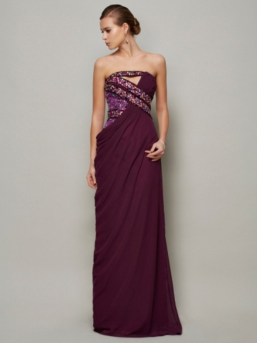 A-Line/Princess Strapless Sleeveless Beading Long Chiffon Dresses