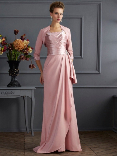 Sheath/Column Straps Sleeveless Long Elastic Woven Satin Mother of the Bride Dresses [40314]