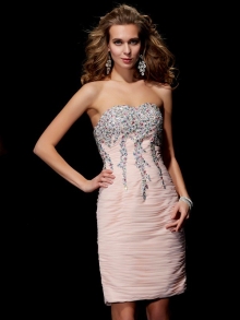 A-Line/Princess Sweetheart Sleeveless Beading Short Chiffon Homecoming Dresses