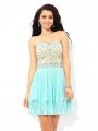 A-Line/Princess Sweetheart Beading Short Sleeveless Chiffon Cocktail Dresses