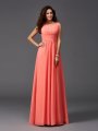 A-Line/Princess Scoop Ruffles Sleeveless Long Chiffon Bridesmaid Dresses