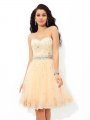 A-Line/Princess Sweetheart Beading Sleeveless Short Satin Cocktail Dresses