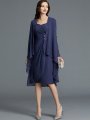 Sheath/Column Sweetheart Chiffon 1/2 Sleeves Knee-Length Mother of the Bride Dresses